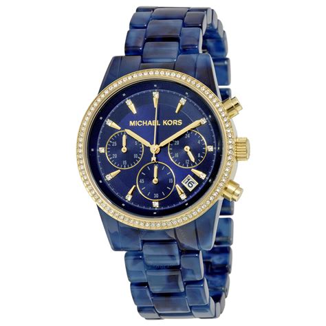 michael kors watch mk-8040 navy blue|Michael Kors runway watch.